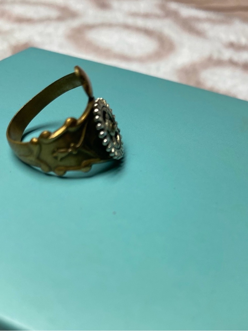 Steampunk Gear Adjustable Ring in Brass and Silver Tones - Picture 4 of 6